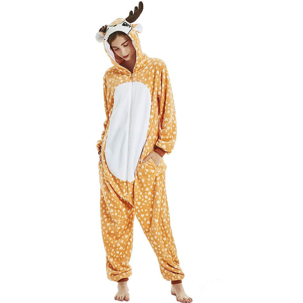 Onesie World Unisex Animal Pyjamas - Deer Adult Onesie (Cosplay / Nightwear / Halloween / Carnival / Novelty Costume)