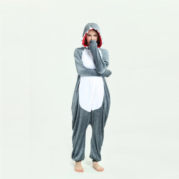 Onesie World Unisex Animal Pyjamas - Grey Shark Adult Onesie (Cosplay / Nightwear / Halloween / Carnival / Novelty Costume)