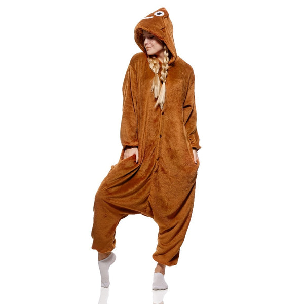 Onesie World Animal Pyjamas - Brown Poop Emoji Adult Onesie (Cosplay / Nightwear / Halloween / Carnival / Novelty Costume)