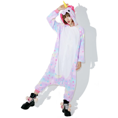 Onesie World Unisex Animal Pyjamas - Rainbow Star Unicorn Adult Onesie (Cosplay / Nightwear / Halloween / Carnival / Novelty Costume)