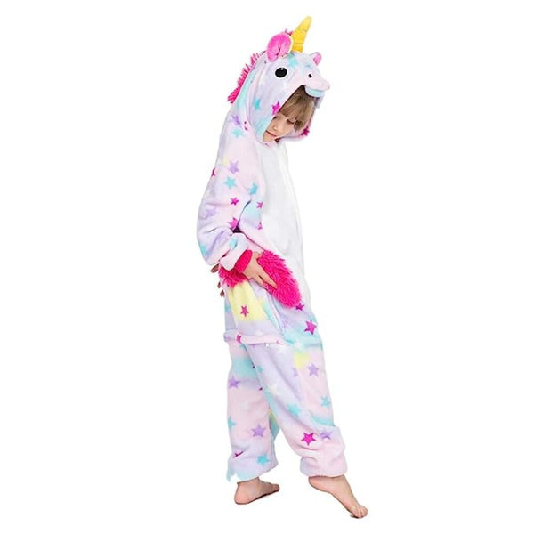 Onesie World Unisex Animal Pyjamas - Rainbow Star Unicorn Kids Onesie (Cosplay / Nightwear / Halloween / Carnival / Novelty Costume)