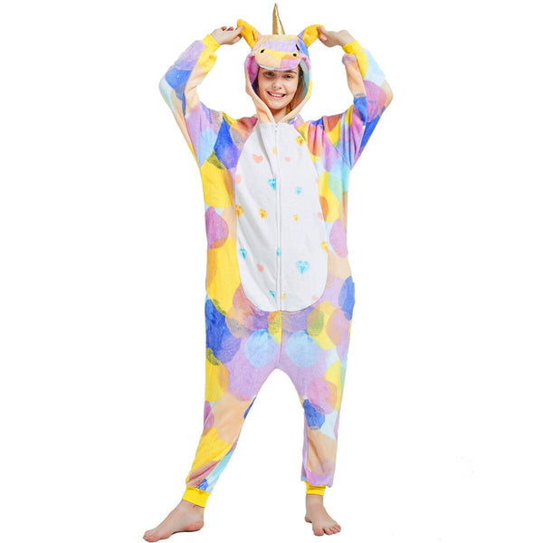 Onesie World Unisex Animal Pyjamas - Rainbow Circles Unicorn Adult Onesie (Cosplay / Nightwear / Halloween / Carnival / Novelty Costume)