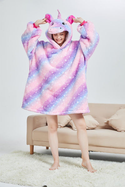 My Snuggy - Large Galaxy Stripes Unicorn Hoodie Blanket