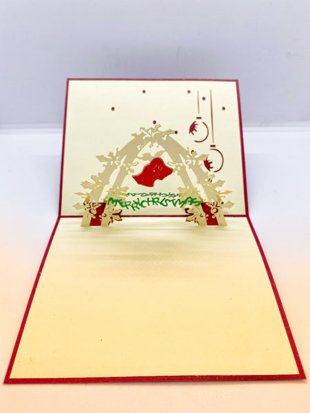Pop-up Card _ Merry Christmas Red Bell Arch