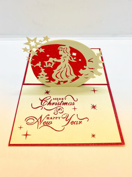Pop-up Card _ Little Lamp Girl Merry Christmas