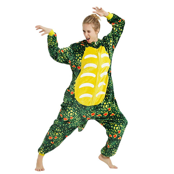 Onesie World Unisex Animal Pyjamas - Green Triceratops Dinosaur Adult Onesie (Cosplay / Nightwear / Halloween / Carnival / Novelty Costume)