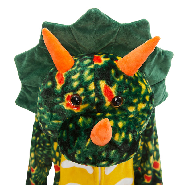 Onesie World Unisex Animal Pyjamas - Green Triceratops Dinosaur Kids Onesie (Cosplay / Nightwear / Halloween / Carnival / Novelty Costume)