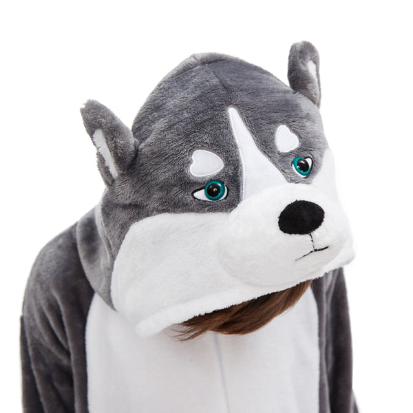 Onesie World Unisex Animal Pyjamas - Grey Husky Dog Kids (Cosplay / Nightwear Halloween Carnival