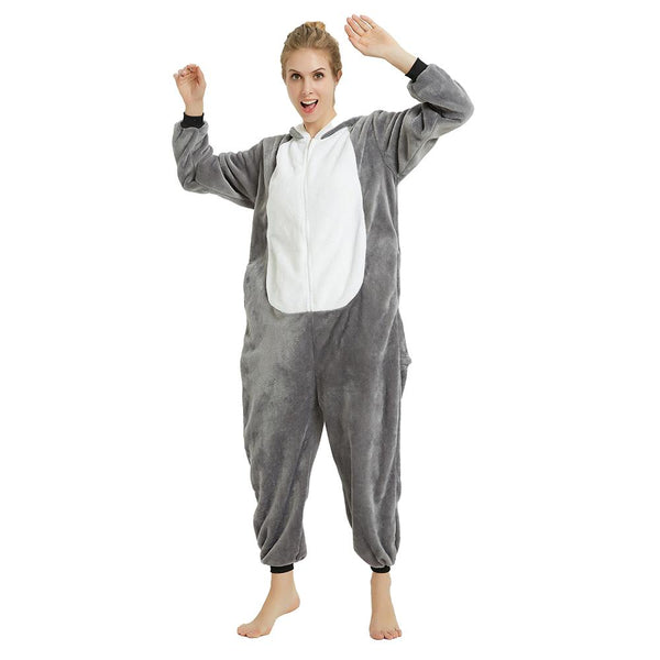 Onesie World Unisex Animal Pyjamas - Grey Husky Dog Adult (Cosplay / Nightwear Halloween Carnival