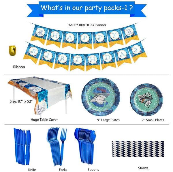 Shark Theme Birthday Party Supplies Premium Package (#Type B)