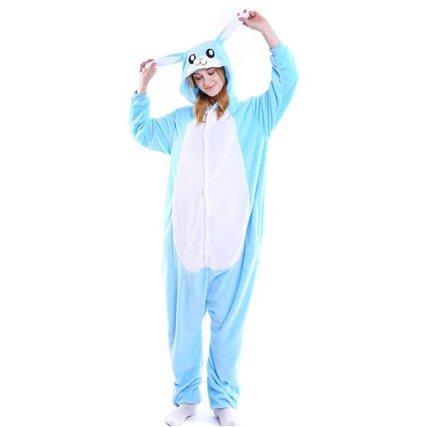 Onesie World Unisex Animal Pyjamas - Blue Bunny Adult Onesie (Cosplay / Nightwear / Halloween / Carnival / Novelty Costume)