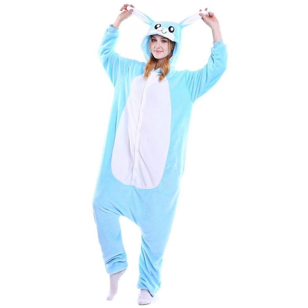 Onesie World Unisex Animal Pyjamas - Blue Bunny Adult Onesie (Cosplay / Nightwear / Halloween / Carnival / Novelty Costume)