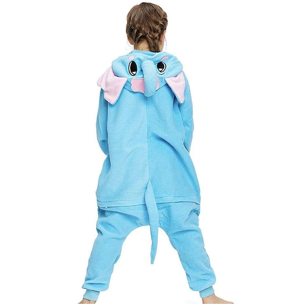 Onesie World Unisex Animal Pyjamas - Blue Elephant Kids Onesie (Cosplay / Nightwear / Halloween / Carnival / Novelty Costume)