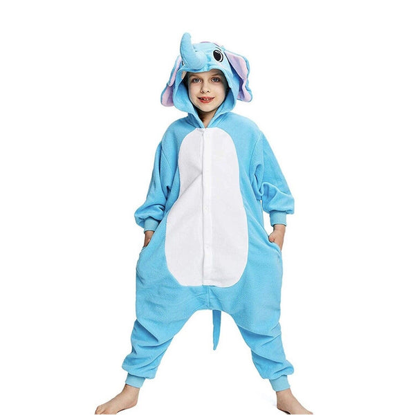 Onesie World Unisex Animal Pyjamas - Blue Elephant Kids Onesie (Cosplay / Nightwear / Halloween / Carnival / Novelty Costume)