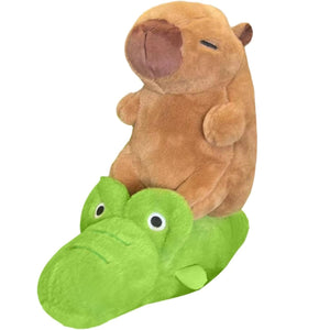 Capybara Riding Crocodile Plush Toy