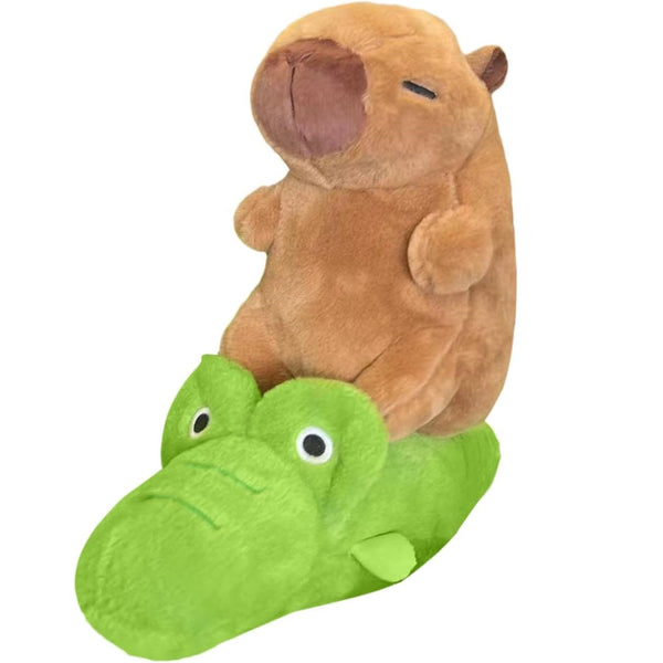 Capybara Riding Crocodile Plush Toy