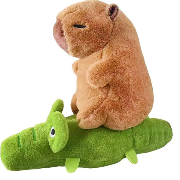 Capybara Riding Crocodile Plush Toy