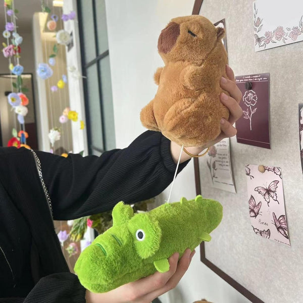 Capybara Riding Crocodile Plush Toy