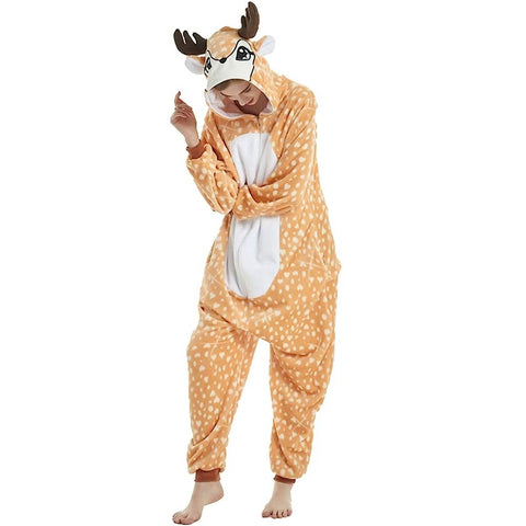 Onesie World Unisex Animal Pyjamas - Deer Adult Onesie (Cosplay / Nightwear / Halloween / Carnival / Novelty Costume)