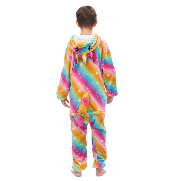 Onesie World Unisex Animal Pyjamas - Golden Rainbow Unicorn Kids Onesie (Cosplay / Nightwear / Halloween / Carnival / Novelty Costume)