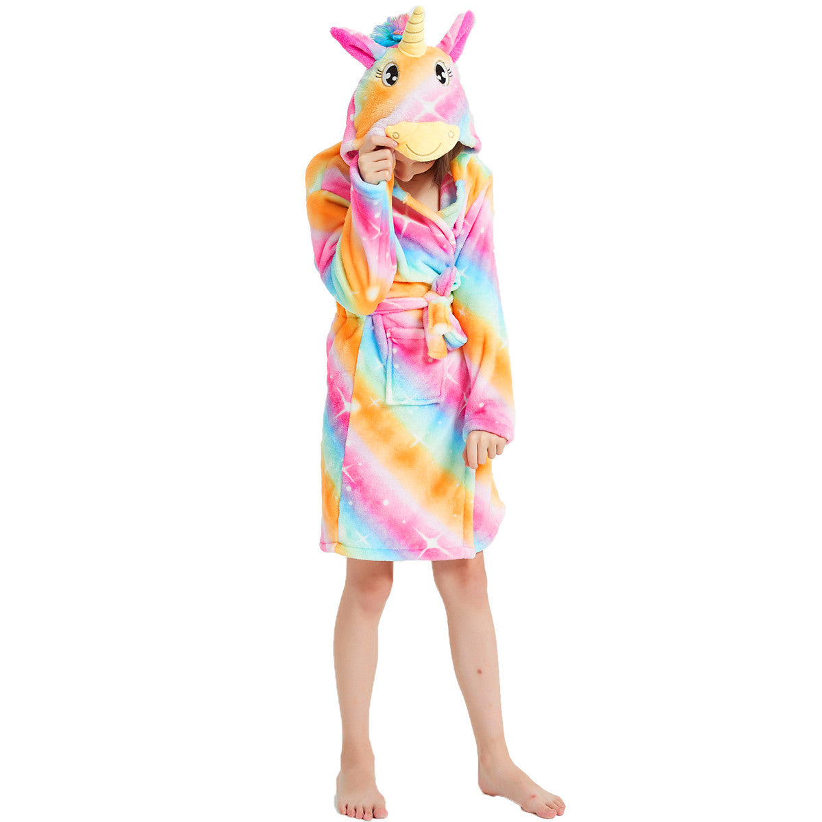 Onesie World - Golden Rainbow Unicorn Kids Bathrobe