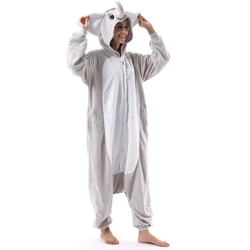 Onesie World Unisex Animal Pyjamas - Grey Elephant Adult Onesie (Cosplay / Nightwear / Halloween / Carnival / Novelty Costume)