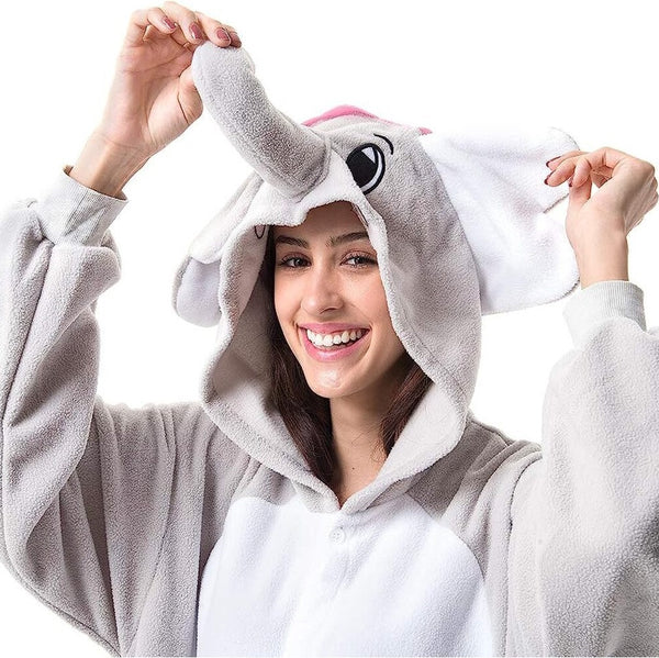 Onesie World Unisex Animal Pyjamas - Grey Elephant Adult Onesie (Cosplay / Nightwear / Halloween / Carnival / Novelty Costume)