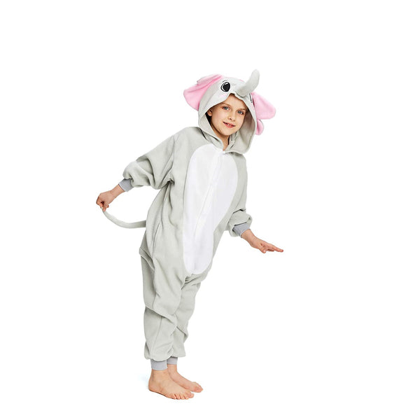 Onesie World Unisex Animal Pyjamas - Grey Elephant Kids Onesie (Cosplay / Nightwear / Halloween / Carnival / Novelty Costume)