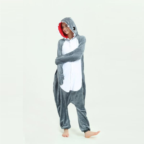 Onesie World Unisex Animal Pyjamas - Grey Shark Adult Onesie (Cosplay / Nightwear / Halloween / Carnival / Novelty Costume)