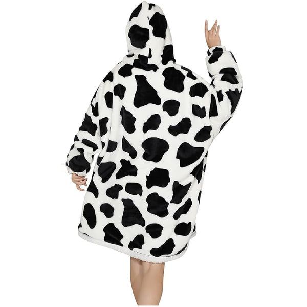 My Snuggy - Large Monochrome Cow Print Hoodie Blanket