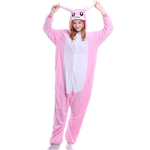 Onesie World Unisex Animal Pyjamas - Furry Pink Bunny Adult Onesie (Cosplay / Nightwear / Halloween / Carnival / Novelty Costume)
