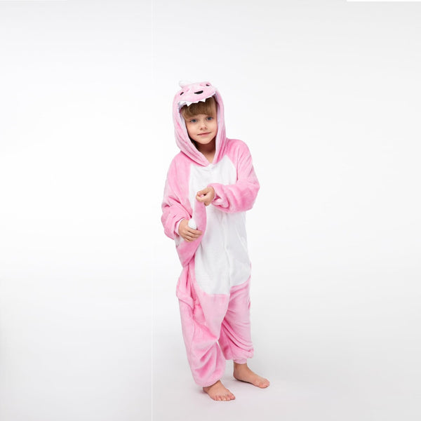 Onesie World Unisex Animal Pyjamas - Pink Dinosaur Kids Onesie (Cosplay / Nightwear / Halloween / Carnival / Novelty Costume)