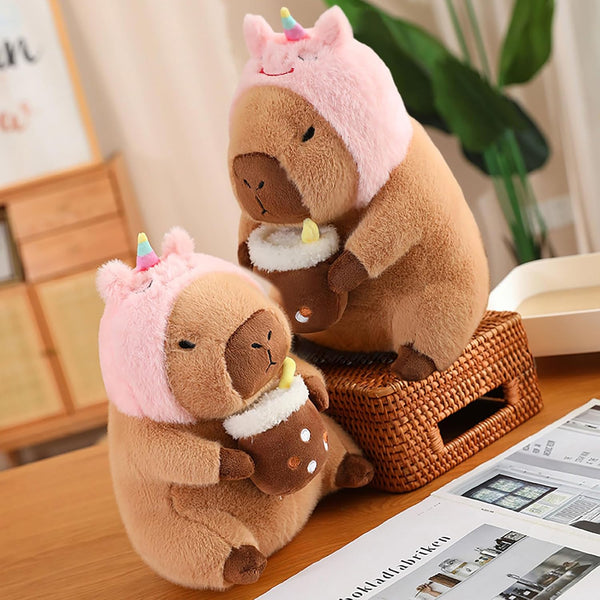 Capybara Wearing Unicorn Hat Plush Toy