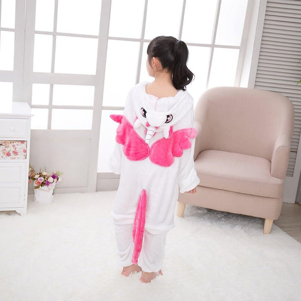 Onesie World Unisex Animal Pyjamas - Pink Winged Unicorn Kids Onesie (Cosplay / Nightwear / Halloween / Carnival / Novelty Costume)