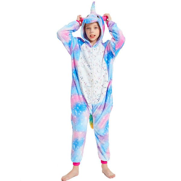 Onesie World Unisex Animal Pyjamas - Purple Unicorn with Sparkling Stars Kids Onesie (Cosplay / Nightwear / Halloween / Carnival / Novelty Costume)