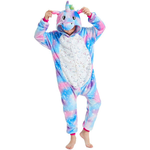 Onesie World Unisex Animal Pyjamas - Purple Unicorn with Sparkling Stars Kids Onesie (Cosplay / Nightwear / Halloween / Carnival / Novelty Costume)