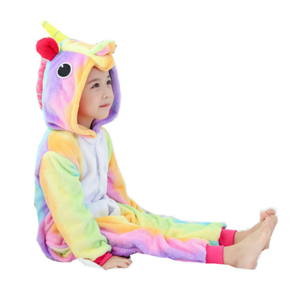Onesie World Unisex Animal Pyjamas - Colourful Rainbow Unicorn Kids Onesie (Cosplay / Nightwear / Halloween / Carnival / Novelty Costume)