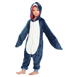 Onesie World Unisex Animal Pyjamas - Navy Blue Shark Kids Onesie (Cosplay / Nightwear / Halloween / Carnival / Novelty Costume)