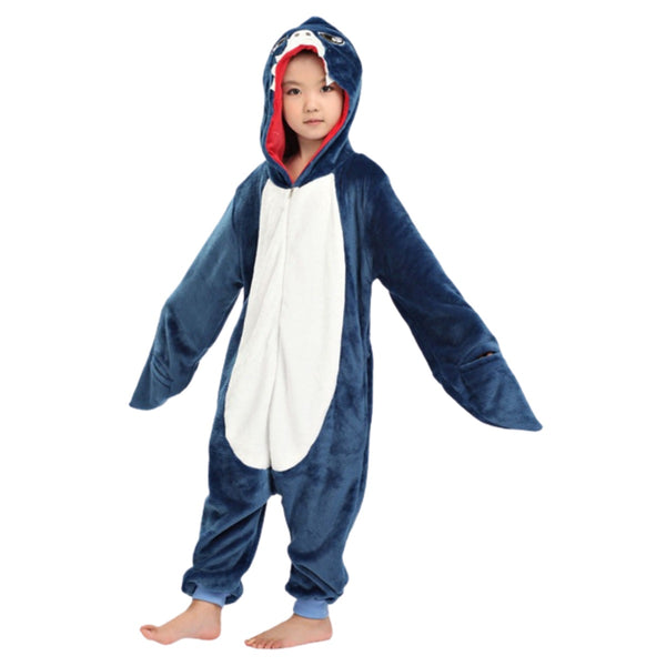 Onesie World Unisex Animal Pyjamas - Navy Blue Shark Kids Onesie (Cosplay / Nightwear / Halloween / Carnival / Novelty Costume)