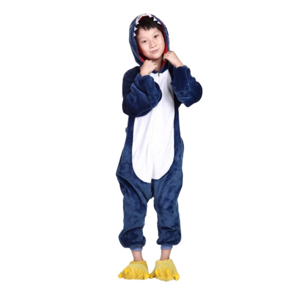 Onesie World Unisex Animal Pyjamas - Navy Blue Shark Kids Onesie (Cosplay / Nightwear / Halloween / Carnival / Novelty Costume)