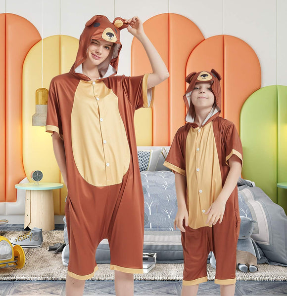 Onesie World Unisex Animal Summer Pyjamas - Bear Kids Summer Onesie (Book-week / Nightwear / Halloween / Pyjama Days)