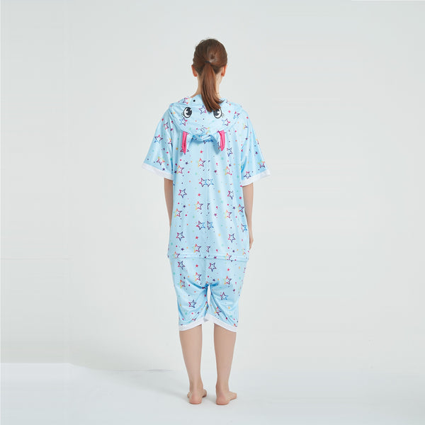 Onesie World Unisex Animal Summer Pyjamas - Blue Star Unicorn Adult Summer Onesie (Book-week / Nightwear / Halloween / Pyjama Days)