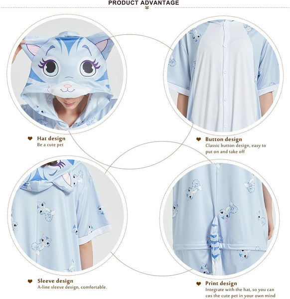 Onesie World Unisex Animal Summer Pyjamas - Cat Adult Summer Onesie (Book-week / Nightwear / Halloween / Pyjama Days)
