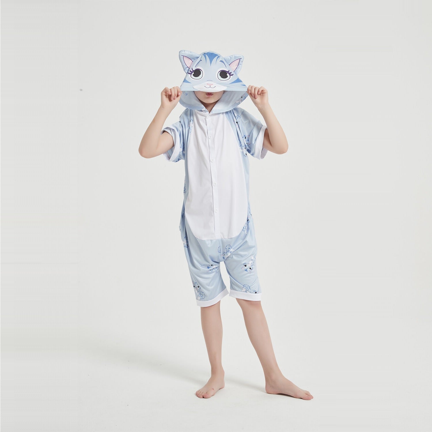Onesie World Unisex Animal Summer Pyjamas - Cat Kids Summer Onesie (Book-week / Nightwear / Halloween / Pyjama Days)