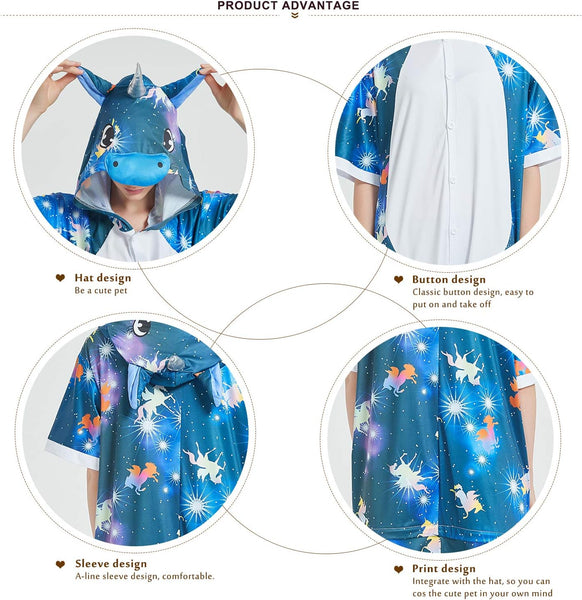 Onesie World Unisex Animal Summer Pyjamas - Dark Galaxy Unicorn Adult Summer Onesie (Book-week / Nightwear / Halloween / Pyjama Days)