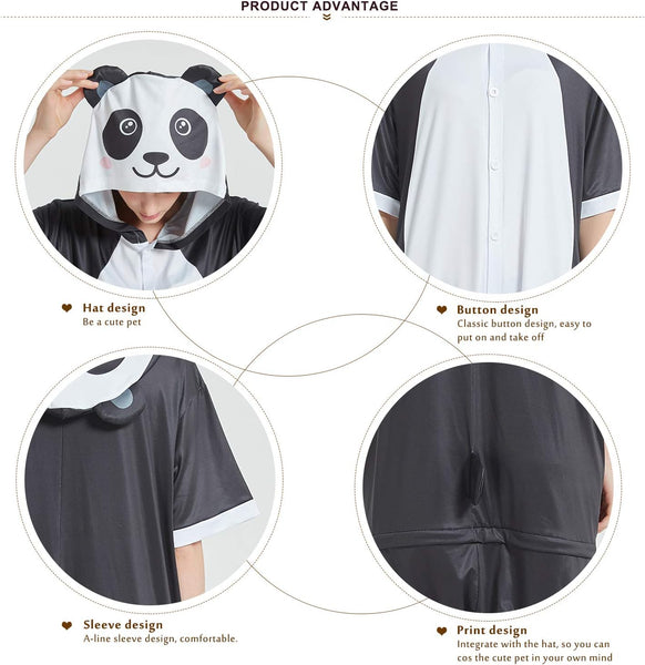 Onesie World Unisex Animal Summer Pyjamas - Panda Adult Summer Onesie (Book-week / Nightwear / Halloween / Pyjama Days)