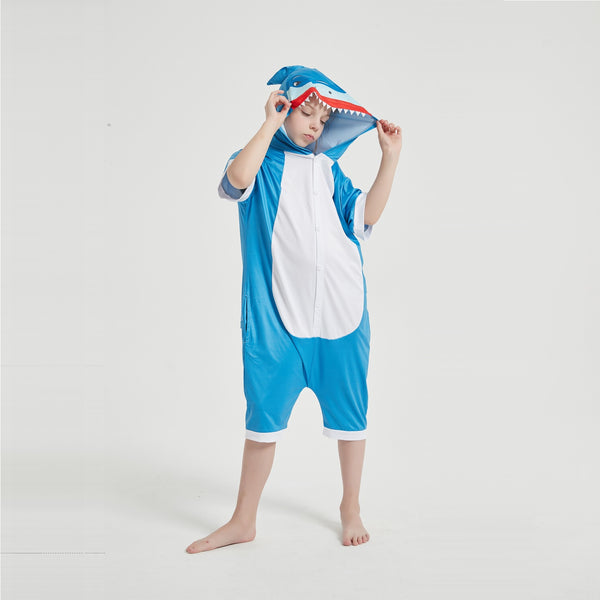 Onesie World Unisex Animal Summer Pyjamas - Shark Kids Summer Onesie (Book-week / Nightwear / Halloween / Pyjama Days)