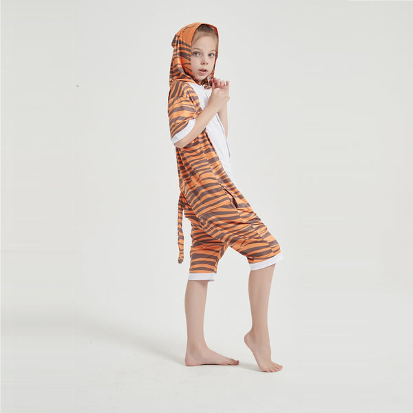 Onesie World Unisex Animal Summer Pyjamas - Tiger Kids Summer Onesie (Book-week / Nightwear / Halloween / Pyjama Days)