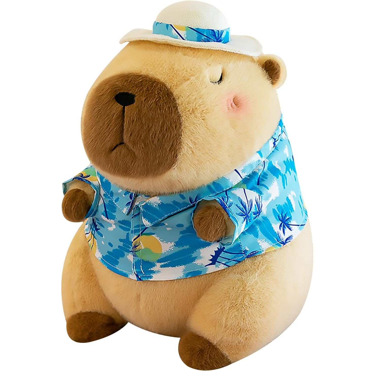 Capybara Wearing Blue Hawaiian Shirt Plush Toy