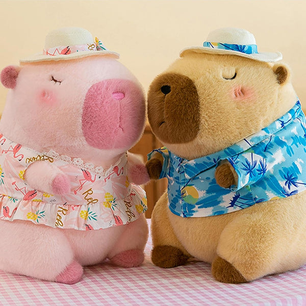 Capybara Wearing Blue Hawaiian Shirt Plush Toy